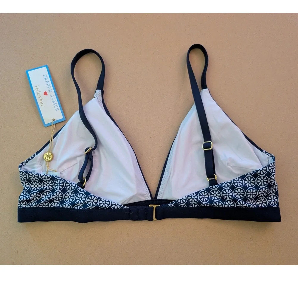 Draper James x Helen Jon Banded Bralette Geo Flower Swim Top Coastal Preppy